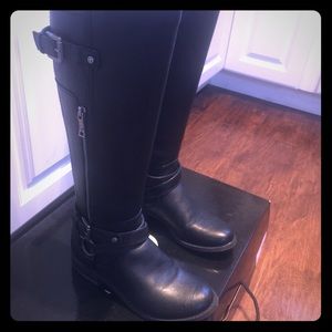 Knee high harness boots